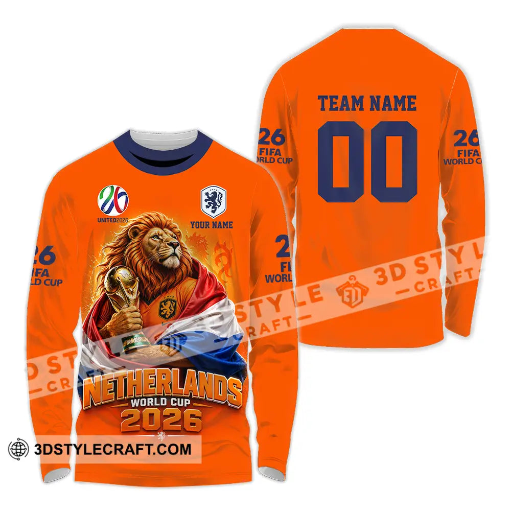 Unisex Shirt - Custom Netherlands World Cup 2026 3D Shirt - Long Sleeve Shirt / S - T-shirt