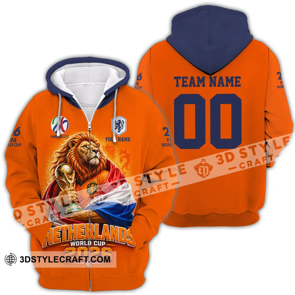 Unisex Shirt - Custom Netherlands World Cup 2026 3D Shirt - Zipper Hoodie / S - T-shirt