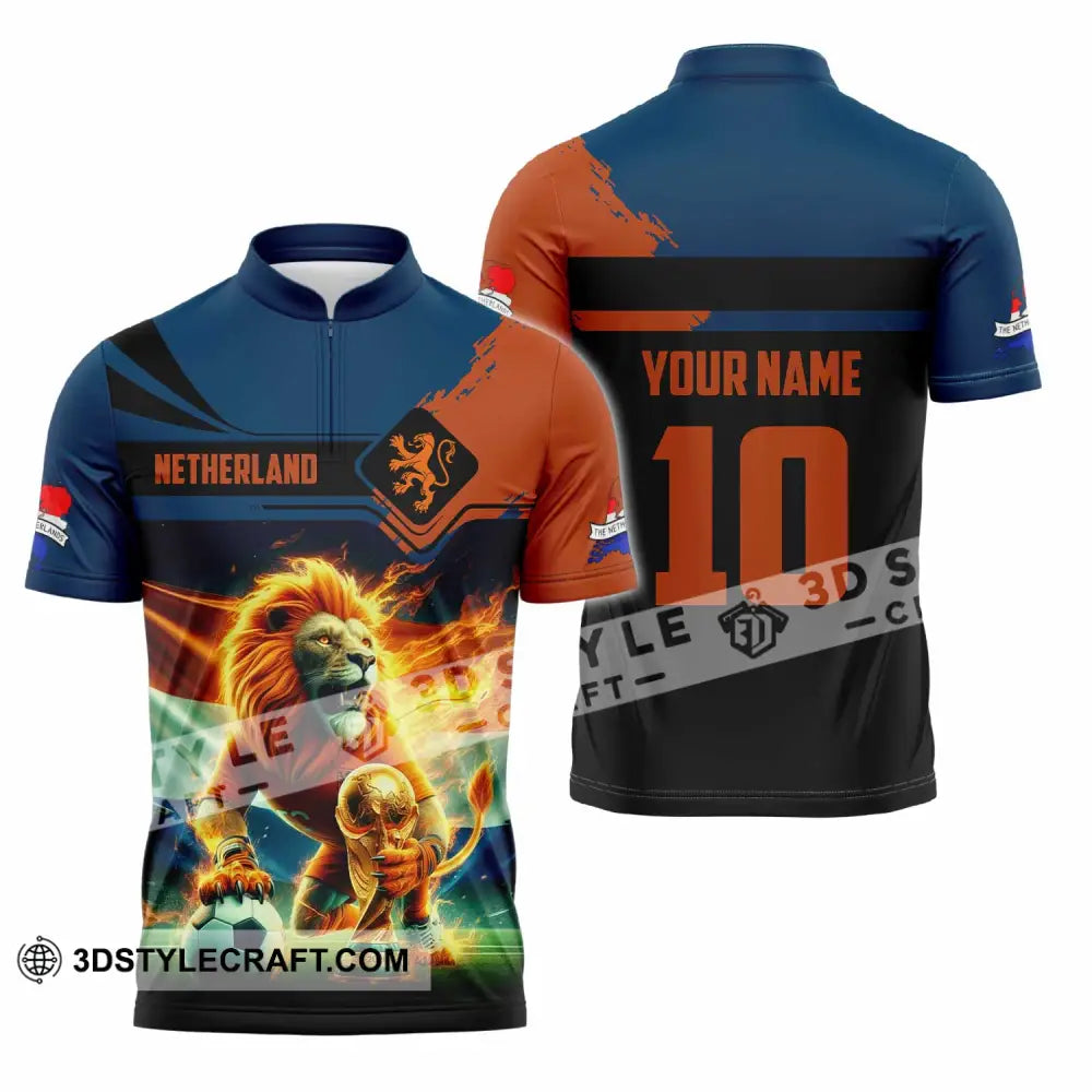 Unisex Shirt - Custom Netherlands 3D Shirt Zipper Polo Shirt / S T-shirt