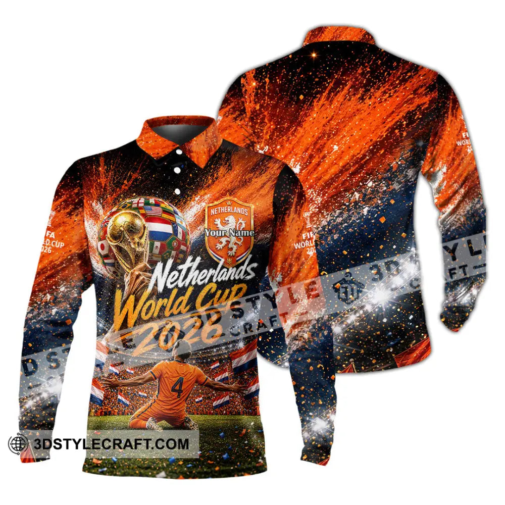 Unisex Shirt - Custom Netherlands World Cup 2026 Shirt - Long Sleeve Polo / S - T-shirt