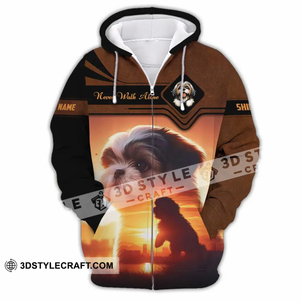 Unisex Shirt - Custom Never Walk Alone Shih Tzu Shirt Zipper Hoodie / S T-shirt