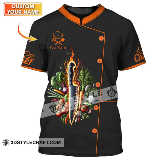 Unisex Shirt - Custom Orange Name Chef Shirt style option 1