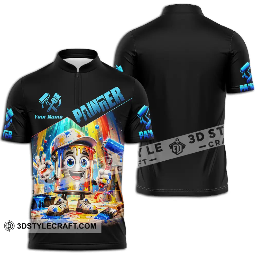 Unisex Shirt - Custom Painter Shirt - Zipper Polo Shirt / S - T-shirt
