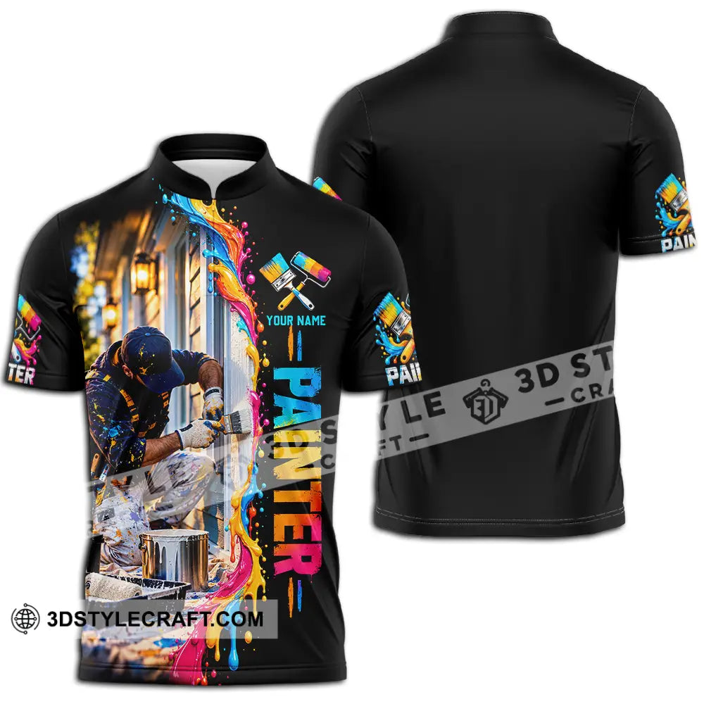 Unisex Shirt - Custom Painter Shirt - Zipper Polo Shirt / S - T-shirt