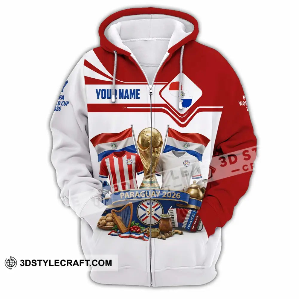 Unisex Shirt - Custom Paraguay World Cup 2026 Shirt - Zipper Hoodie / S - T-shirt