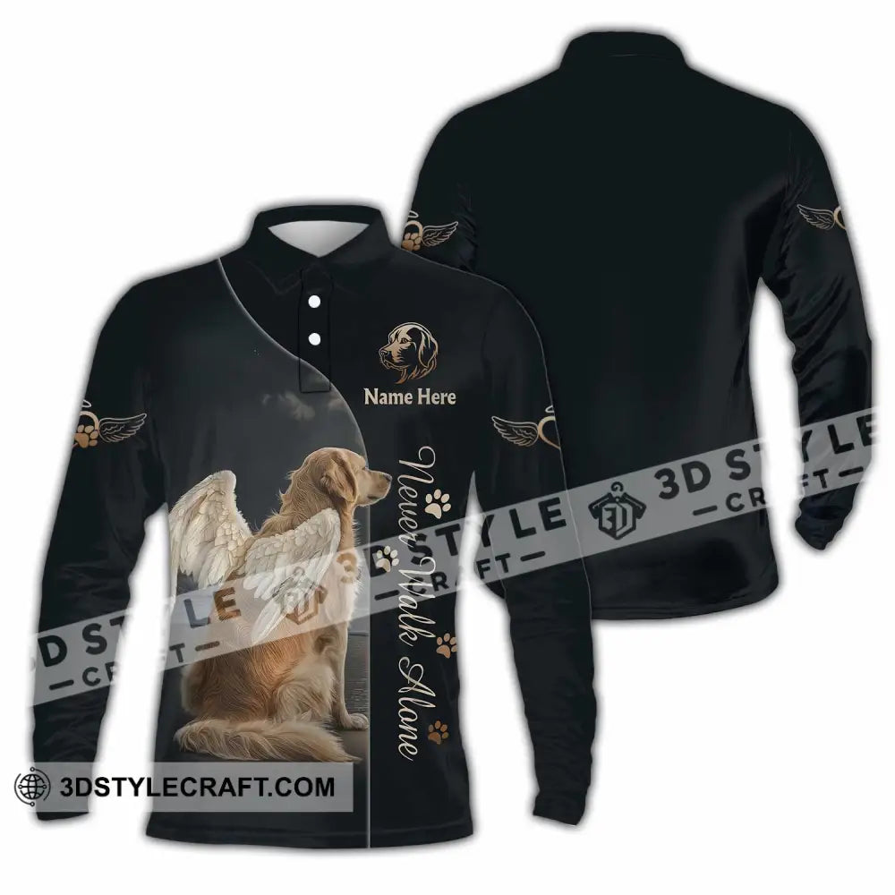 Unisex Shirt - Custom Pet Lover Never Walk Alone 3D Shirt Long Sleeve Polo / S T-shirt