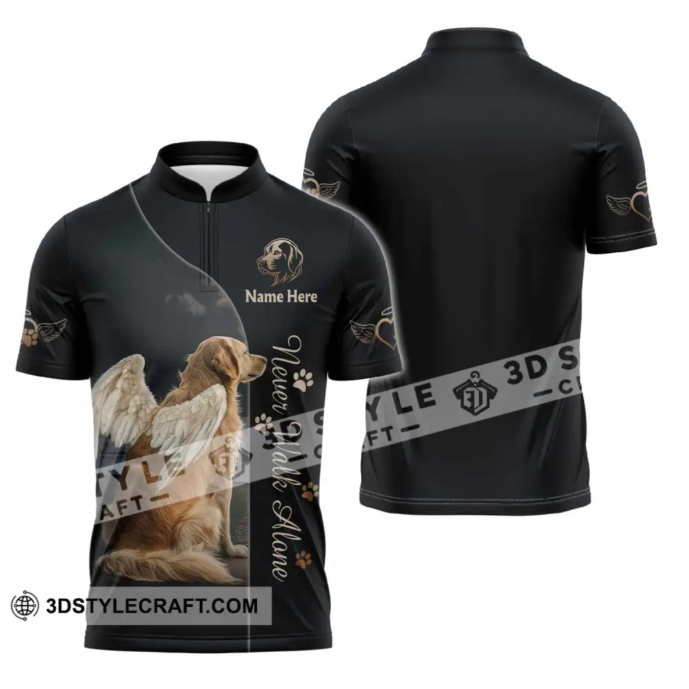 Unisex Shirt - Custom Pet Lover Never Walk Alone 3D Shirt Zipper Polo Shirt / S T-shirt
