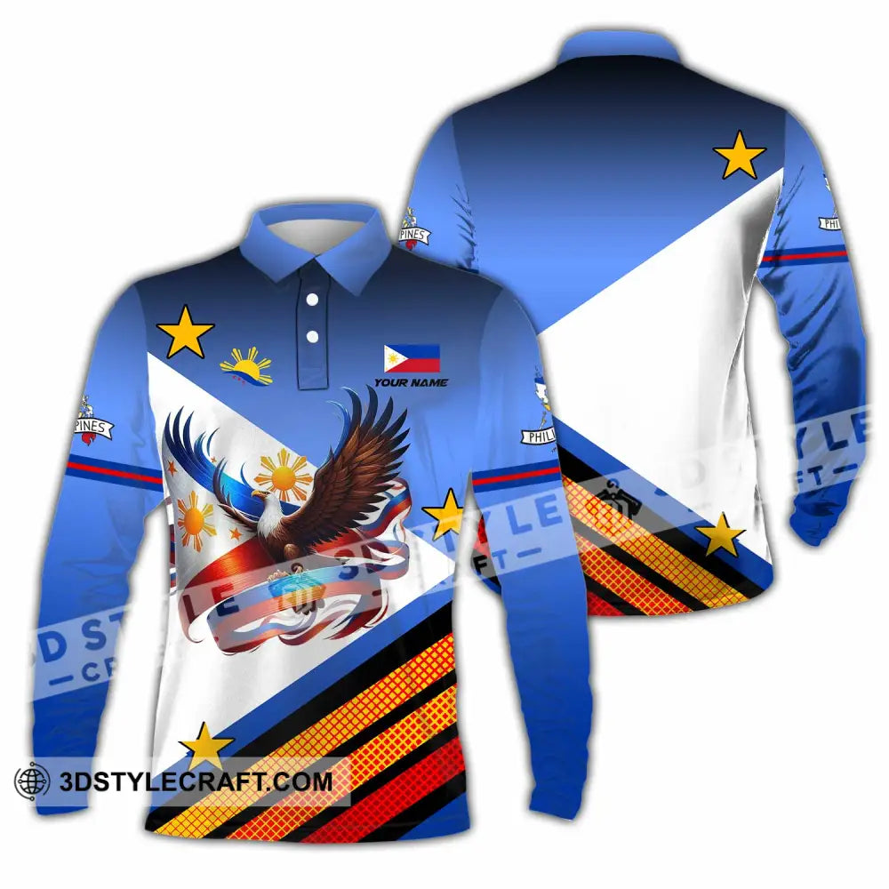 Unisex Shirt - Custom Philippines 3D Shirt Long Sleeve Polo / S T-shirt