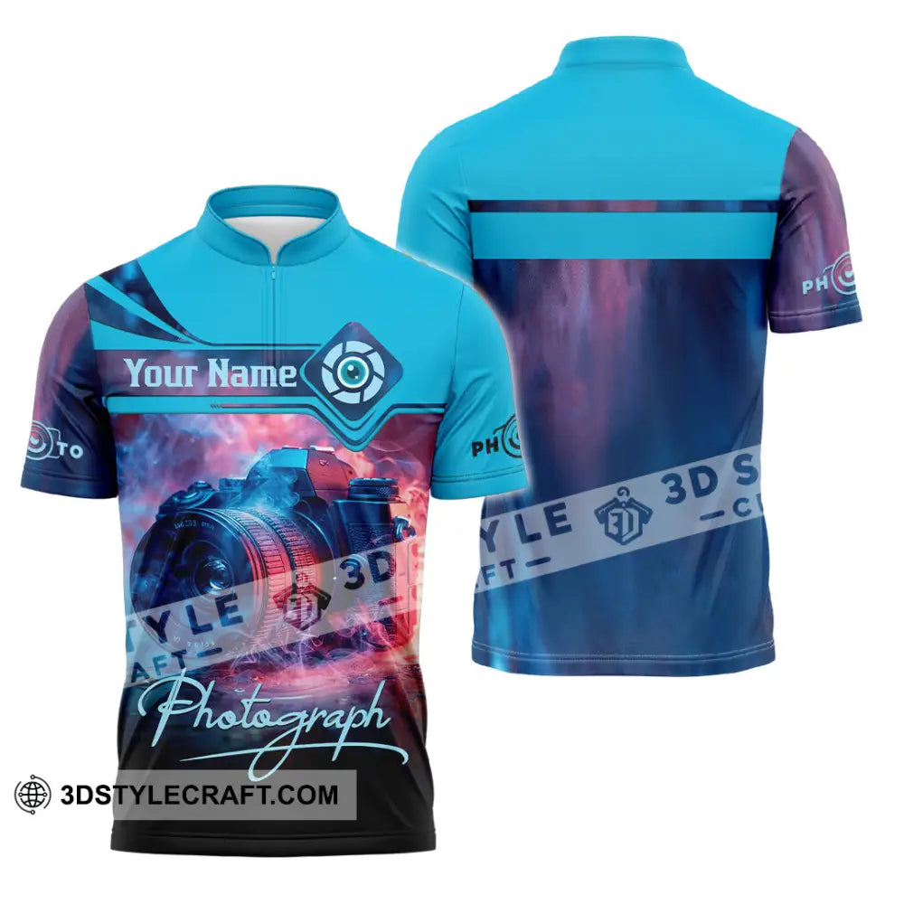 Unisex Shirt - Custom Photograph 3D Shirt Zipper Polo Shirt / S T-shirt