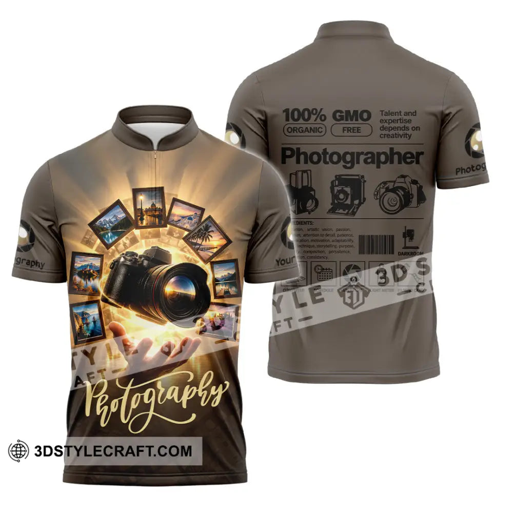 Unisex Shirt - Custom Photography Shirt - Zipper Polo Shirt / S - T-shirt