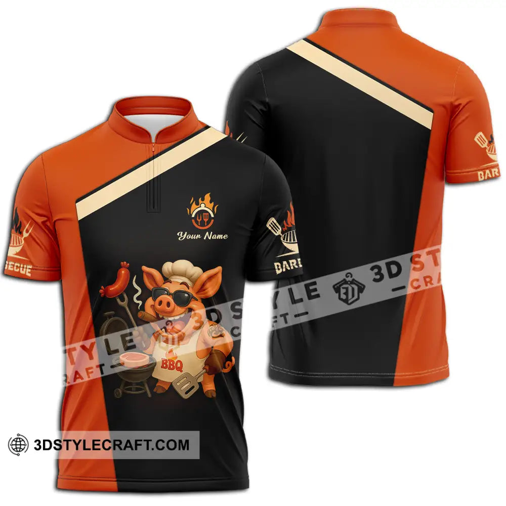 Unisex Shirt - Custom Pig Barbecue Shirt Zipper Polo Shirt / S T-shirt