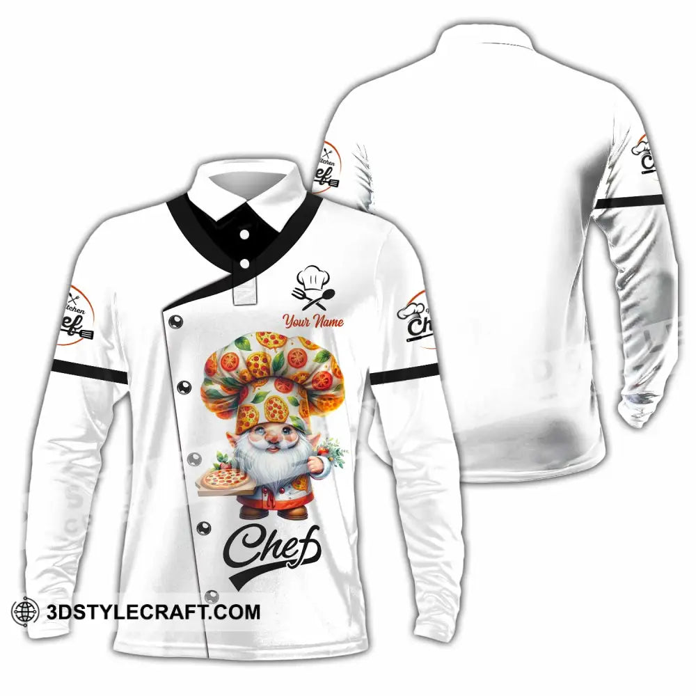 Unisex Shirt - Custom Pizza Chef Santa Shirt Long Sleeve Polo / S T-shirt