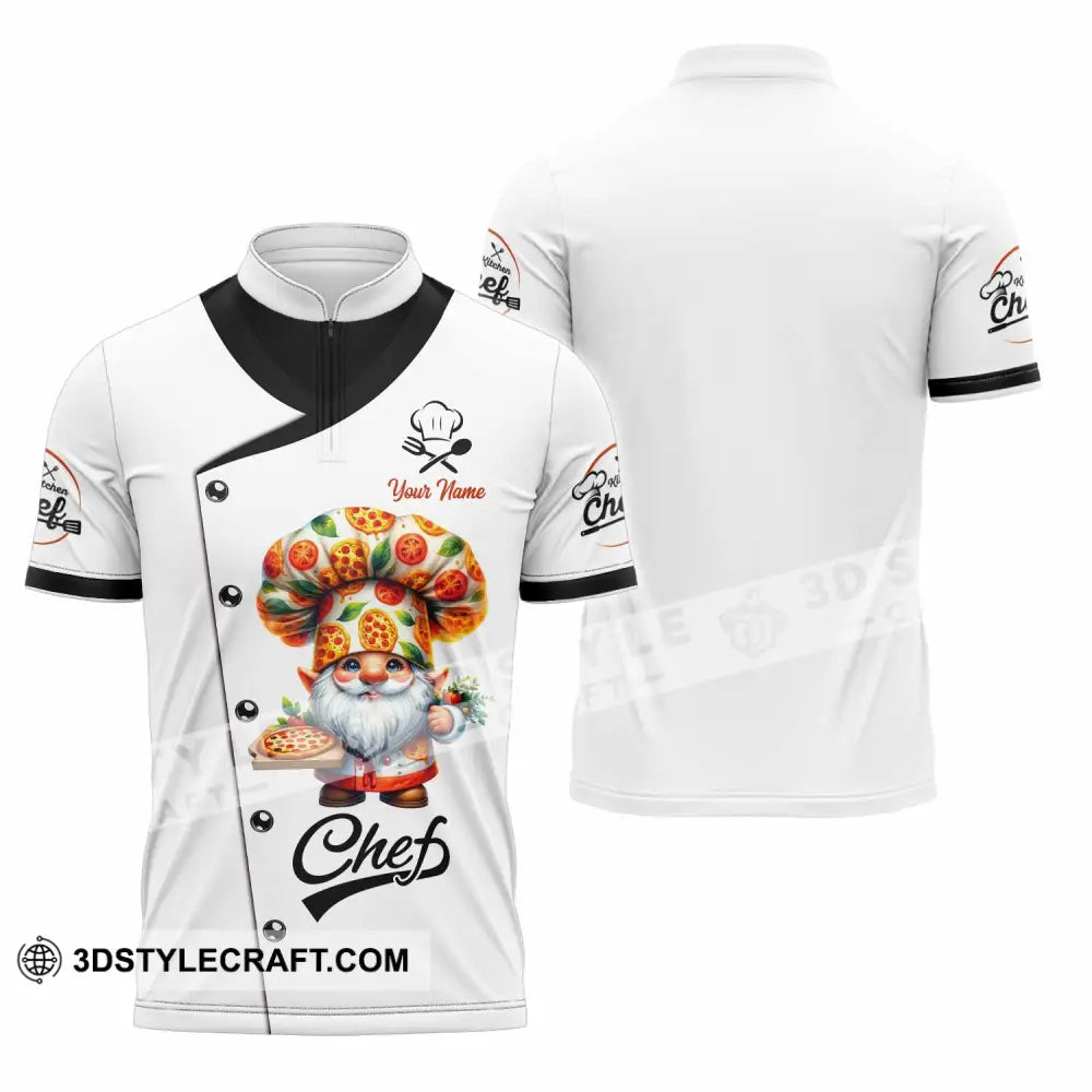 Unisex Shirt - Custom Pizza Chef Santa Shirt Zipper Polo Shirt / S T-shirt
