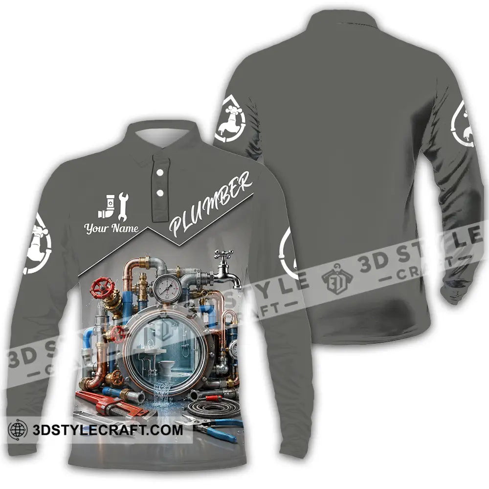 Unisex Shirt - Custom Plumber Shirt - Long Sleeve Polo / S - T-shirt
