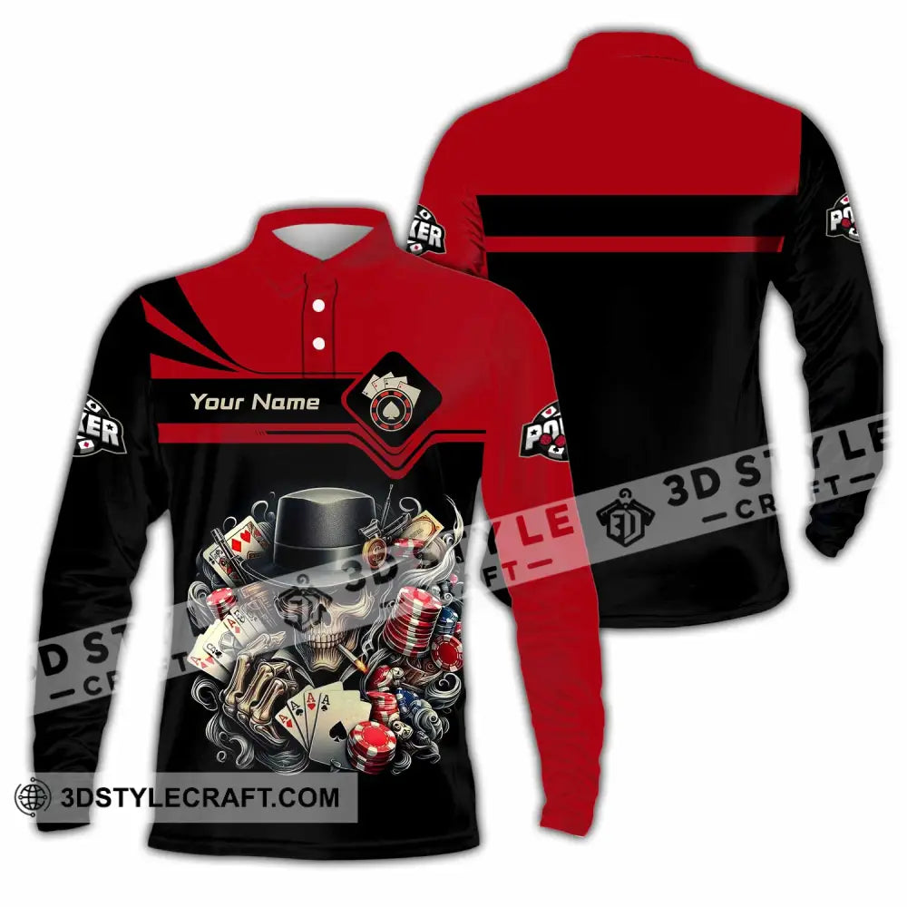 Unisex Shirt - Custom Poker 3D Shirt Long Sleeve Polo / S T-shirt