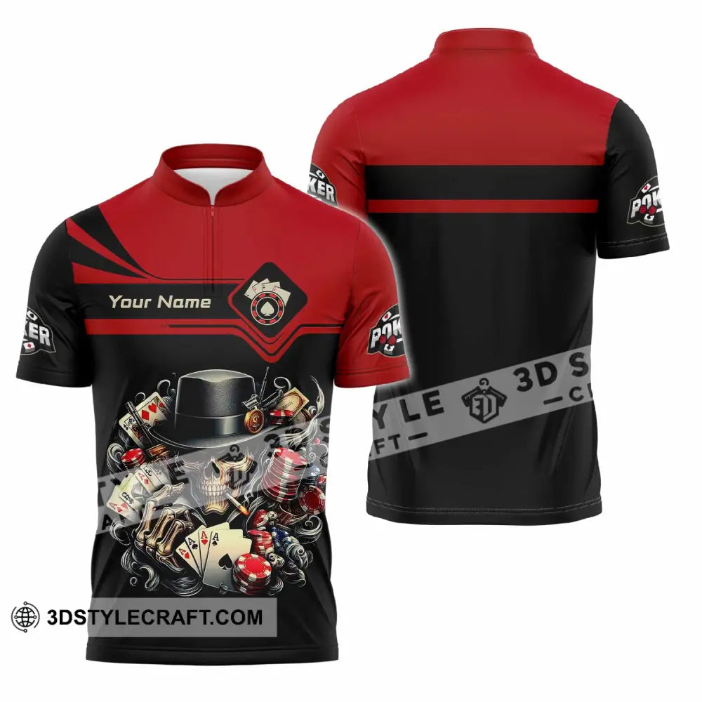 Unisex Shirt - Custom Poker 3D Shirt Zipper Polo Shirt / S T-shirt