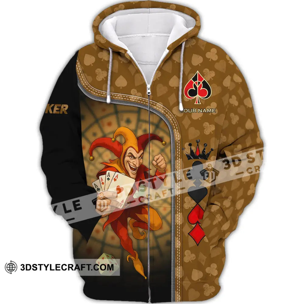 Unisex Shirt - Custom Poker Lover Shirt Poker Player Zipper Hoodie / S T-shirt