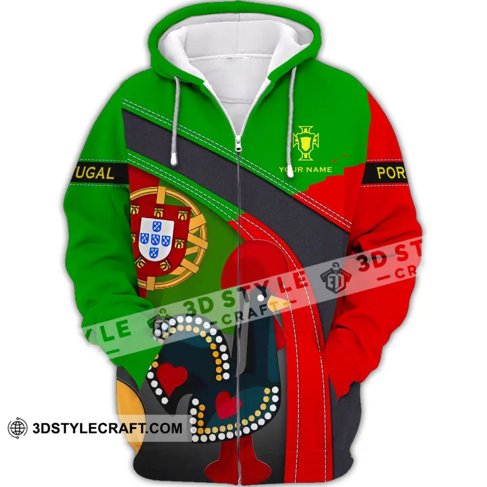 Unisex Shirt - Custom Portugal Name Zipper Hoodie / S T-Shirt