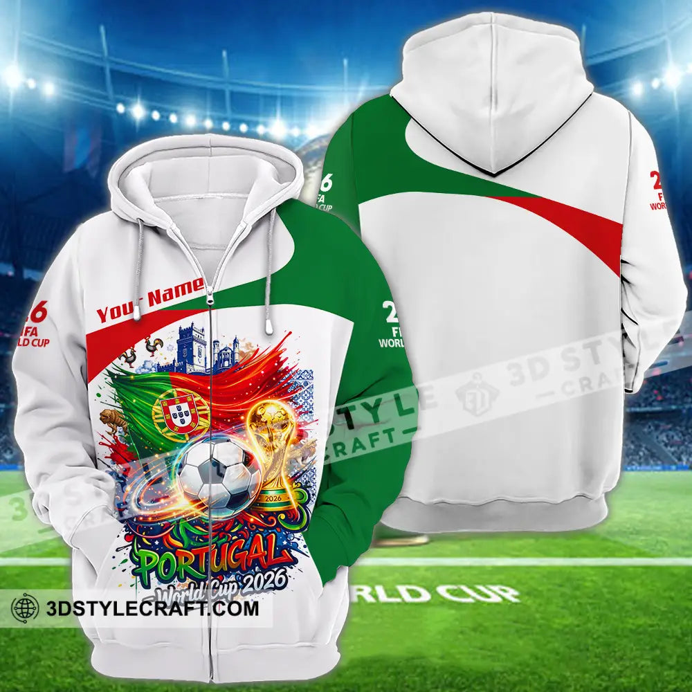 Unisex Shirt - Custom Portugal World Cup 2026 3D Shirt - Zipper Hoodie / S - T-shirt