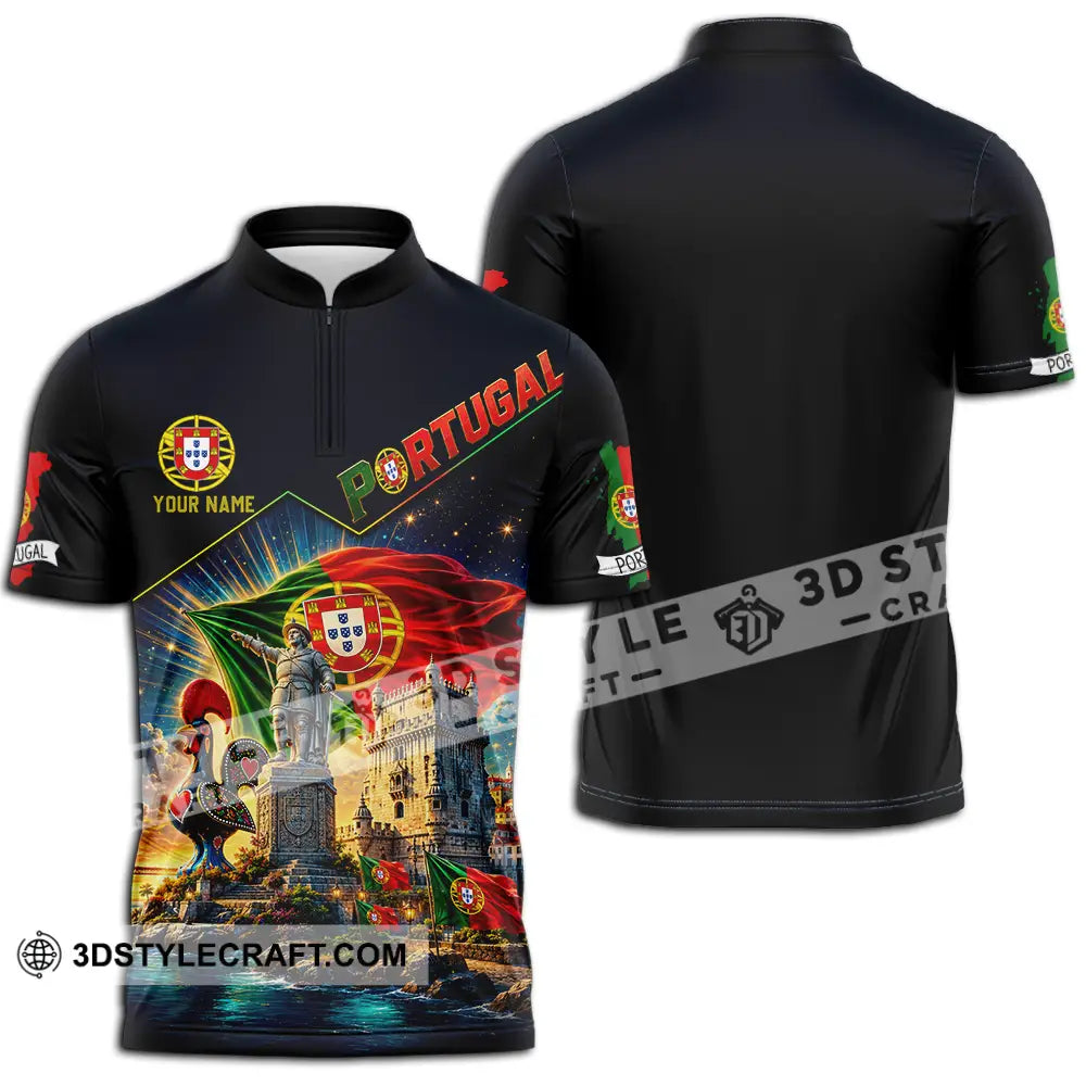 Unisex Shirt - Custom Portugal Shirt - Zipper Polo Shirt / S - T-shirt