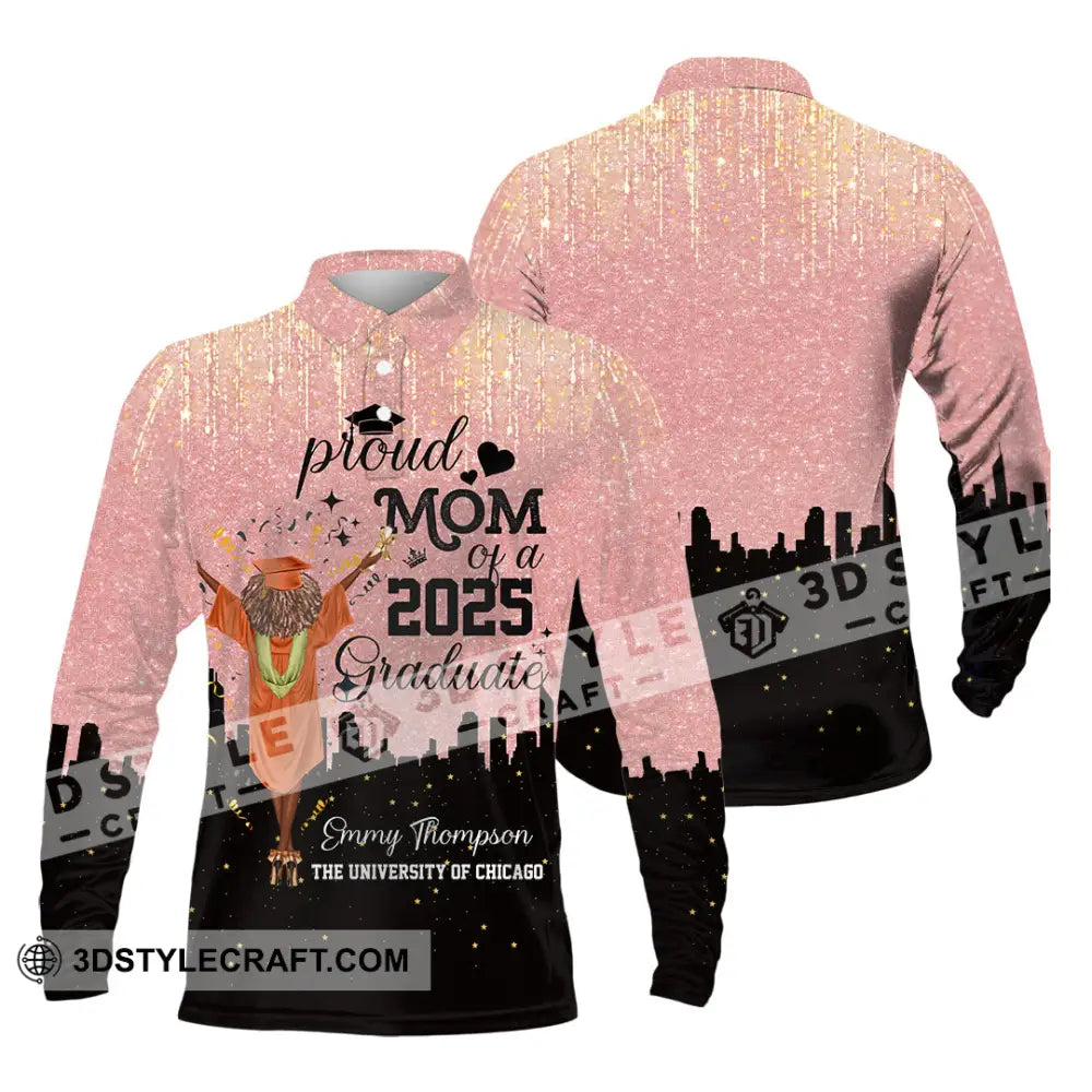 Unisex Shirt - Custom Shirt Proud Mom Of A 2025 Graduate Long Sleeve Polo / S T-shirt