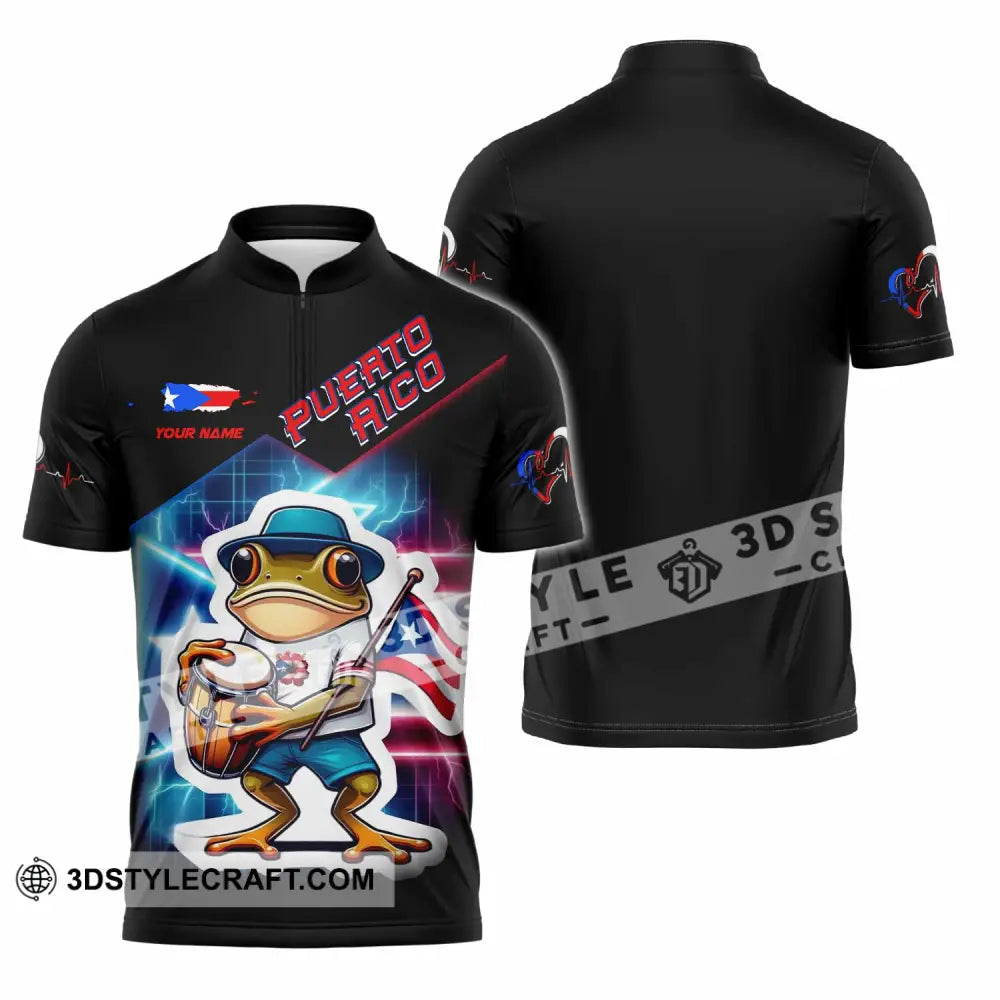 Unisex Shirt - Custom Puerto Rico 3D Shirt Zipper Polo Shirt / S T-shirt