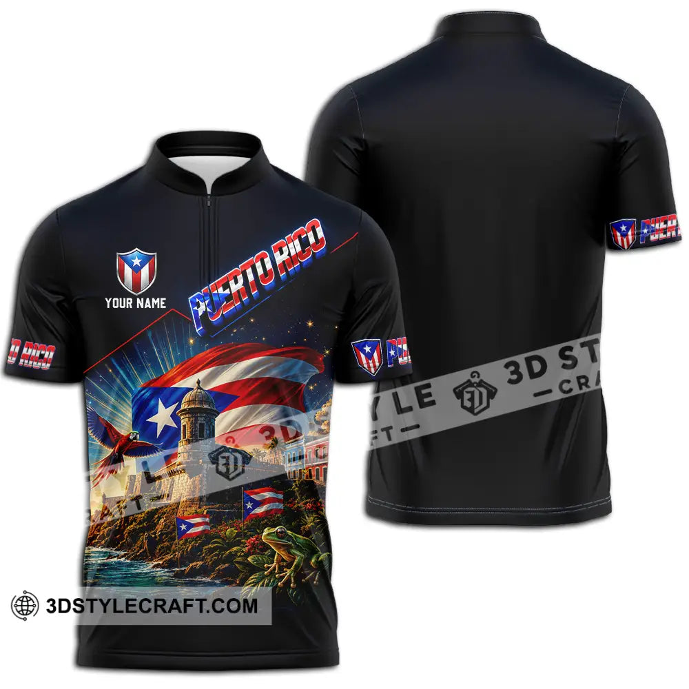 Unisex Shirt - Custom Puerto Rico Shirt - Zipper Polo Shirt / S - T-shirt