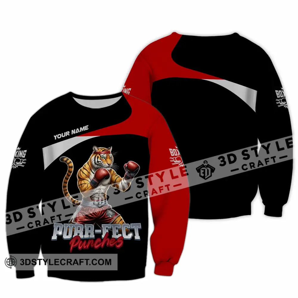 Unisex Shirt - Custom Purr-fect Punches Boxing 3D Shirt Long Sleeve / S T-shirt