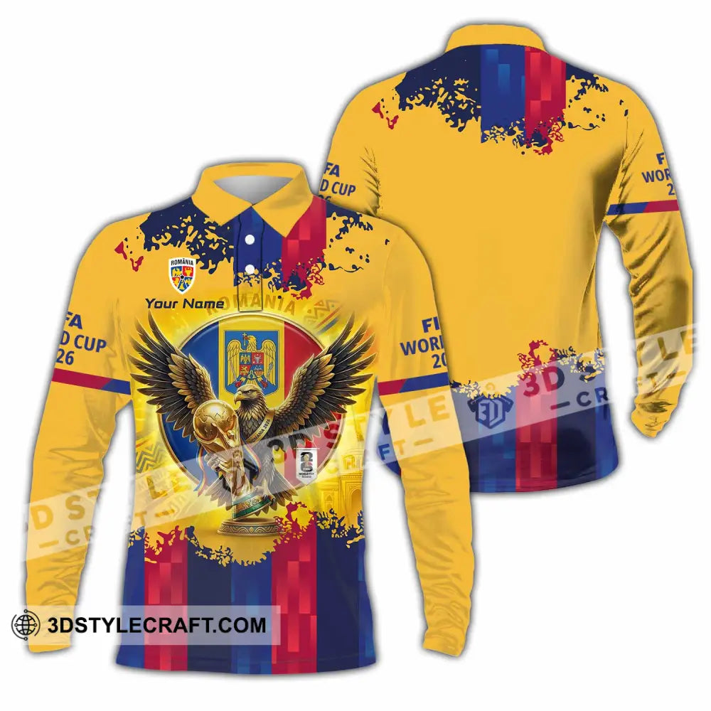 Unisex Shirt - Custom Romania World Cup 2026 3D Shirt Long Sleeve Polo / S T-shirt