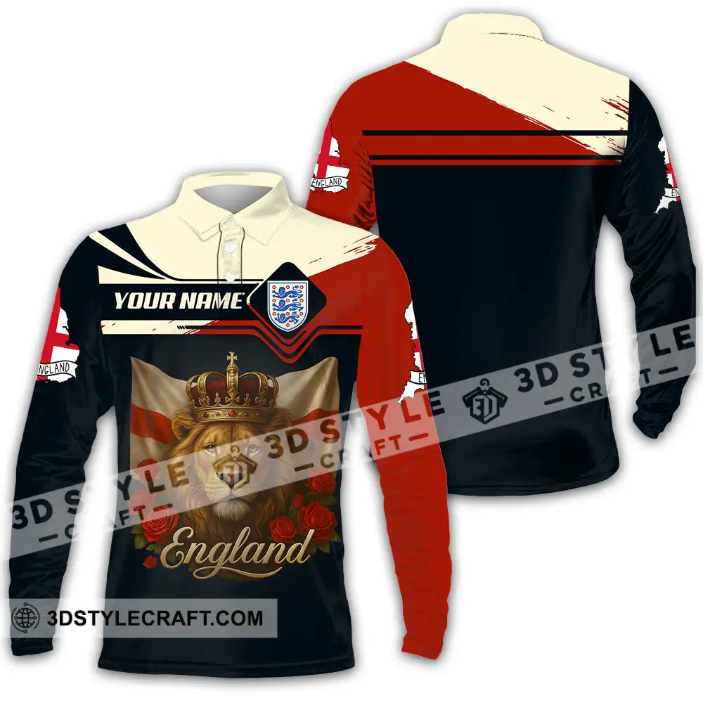 Unisex Shirt - Custom Rose And Lion England Shirt Long Sleeve Polo / S T-shirt