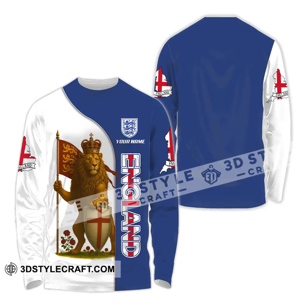Unisex Shirt - Custom Rose And Lion King England Shirt Long Sleeve Shirt / S T-shirt