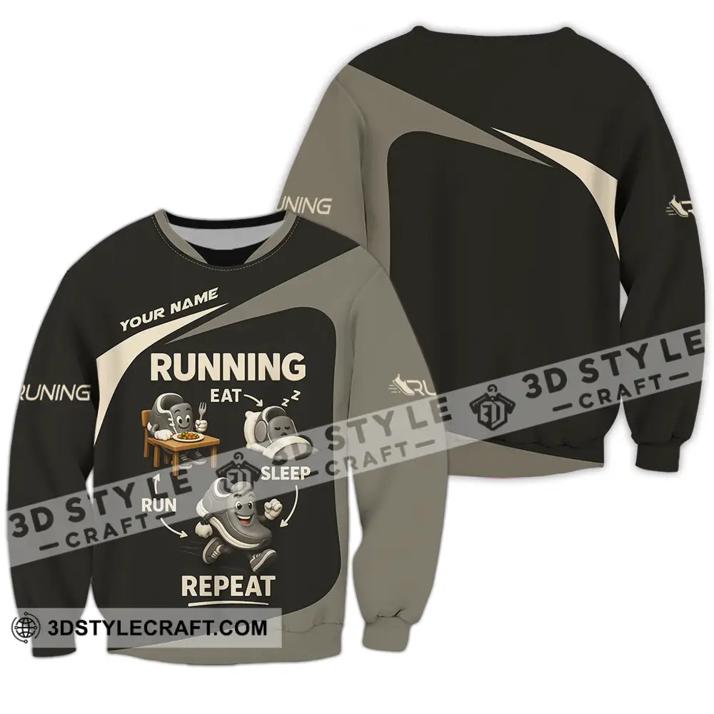 Unisex Shirt - Custom Run Eat Sleep And Repeat Running Lover Runner Shirt Long Sleeve / S T-shirt