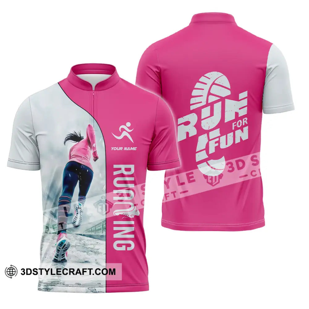 Unisex Shirt - Custom Run For Fun Running Lover Sport Shirt Zipper Polo Shirt / S T-shirt