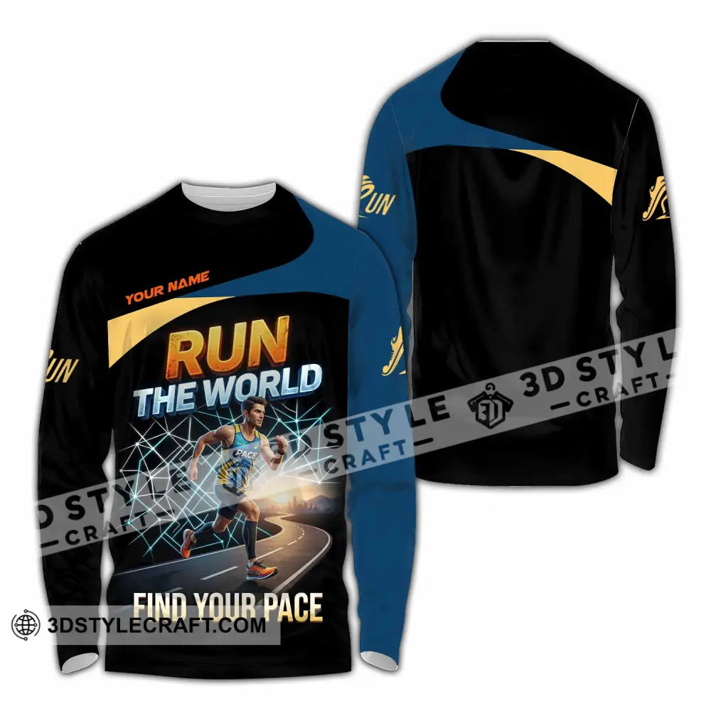 Unisex Shirt - Custom Run The World Find Your Pace Shirt - Long Sleeve Shirt / S - T-shirt