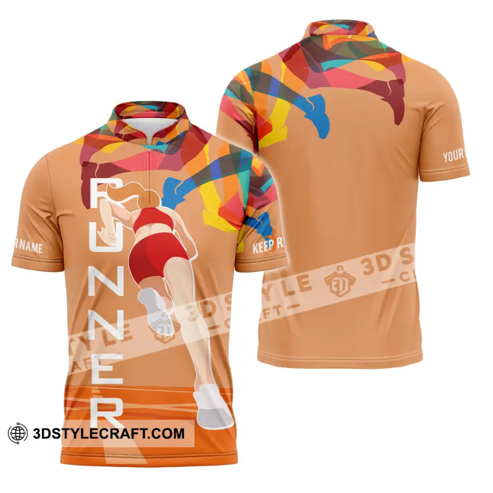 Unisex Shirt - Custom Runner Keep Running 3D Shirt Zipper Polo Shirt / S T-shirt