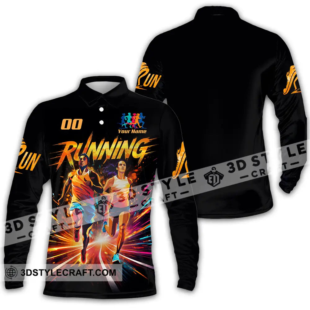 Unisex Shirt - Custom Running 3D Shirt - Long Sleeve Polo / S - T-shirt