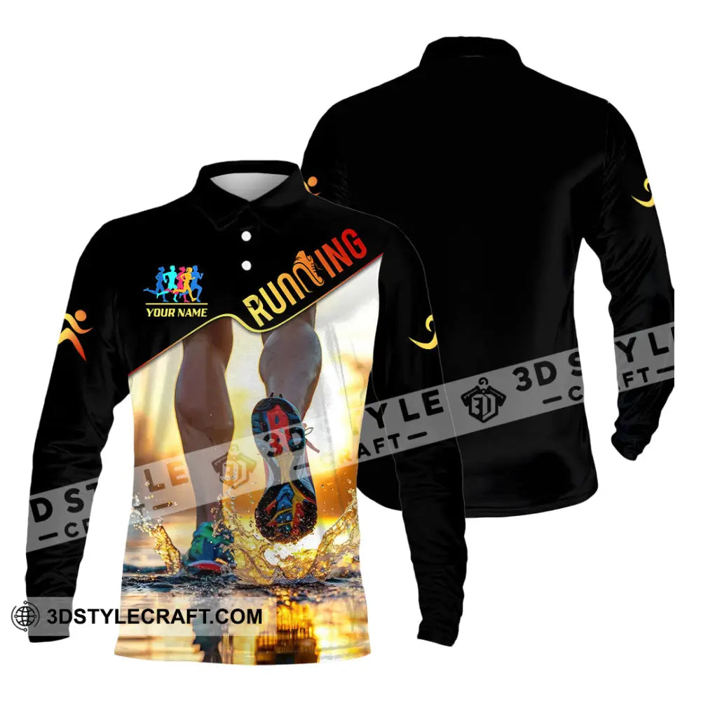 Unisex Shirt - Custom Running 3D Shirt Long Sleeve Polo / S T-shirt