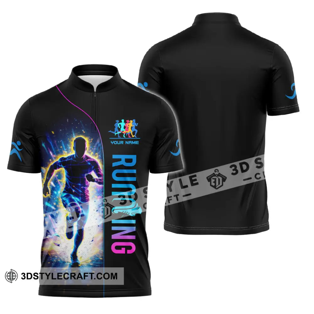 Unisex Shirt - Custom Running 3D Shirt Zipper Polo Shirt / S T-shirt