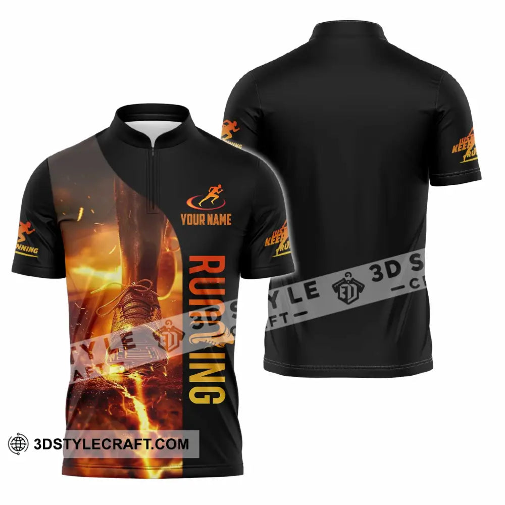 Unisex Shirt - Custom Running 3D Shirt - Zipper Polo Shirt / S - T-shirt