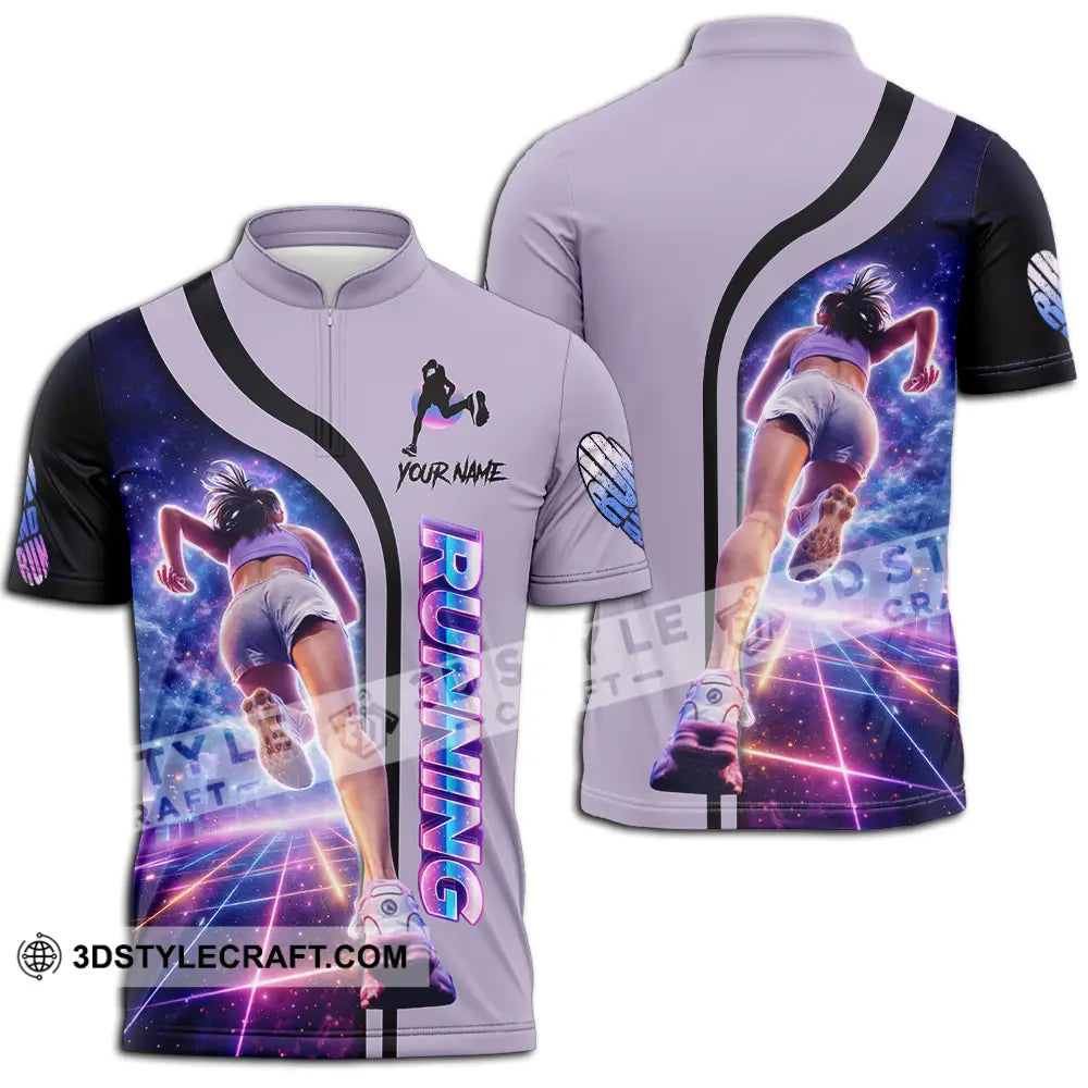 Unisex Shirt - Custom Running 3D Shirt Zipper Polo Shirt / S T-shirt