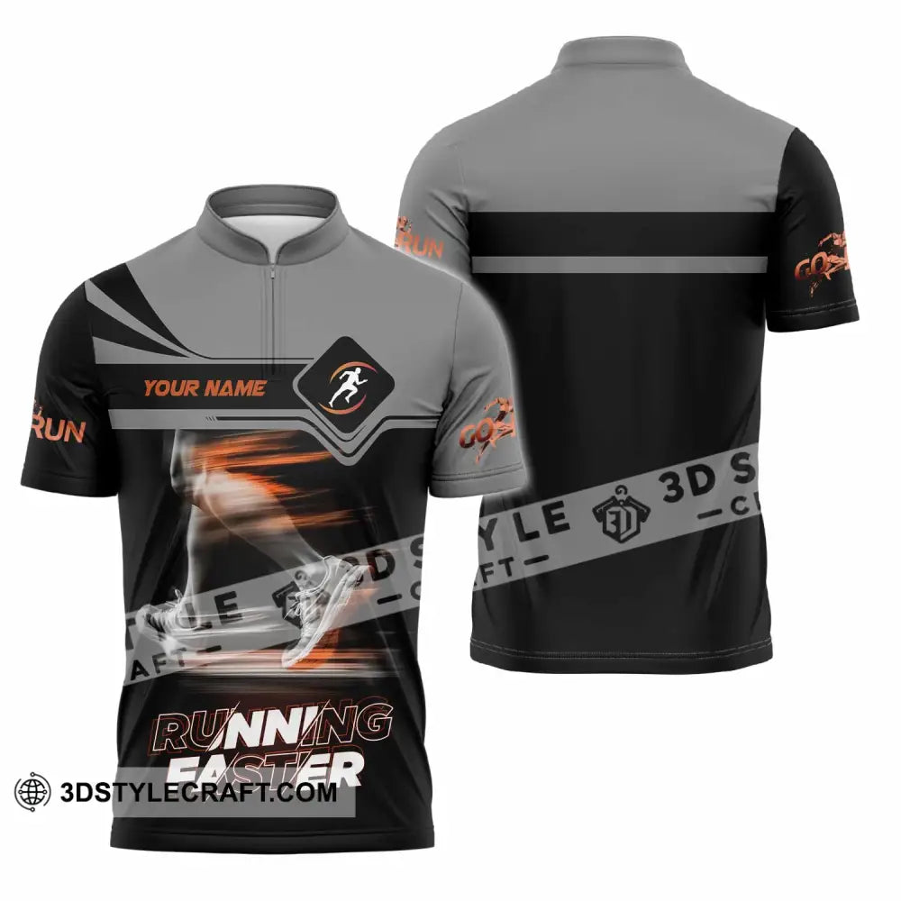 Unisex Shirt - Custom Running Faster 3D Shirt - Zipper Polo Shirt / S - T-shirt