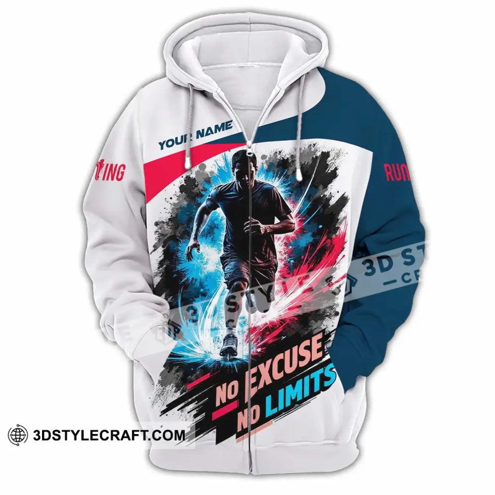 Unisex Shirt - Custom Running No Excuse No Limits Shirt - Zipper Hoodie / S - T-shirt