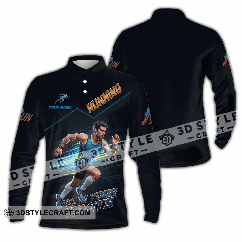 Unisex Shirt - Custom Running Push Your Limits Shirt - Long Sleeve Polo / S - T-shirt