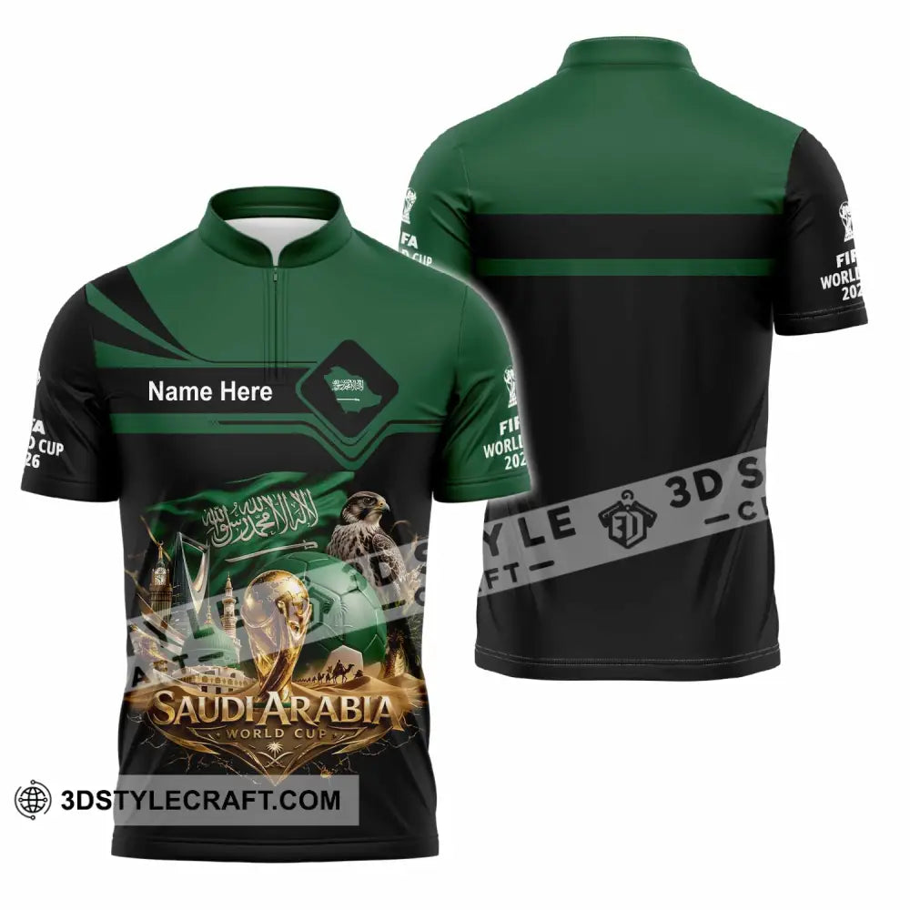 Unisex Shirt - Custom Saudi Arabia World Cup 2026 Shirt - Zipper Polo Shirt / S - T-shirt