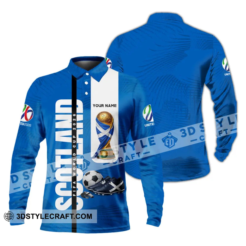 Unisex Shirt - Custom Scotland World Cup 2026 3D Shirt - Long Sleeve Polo / S - T-shirt