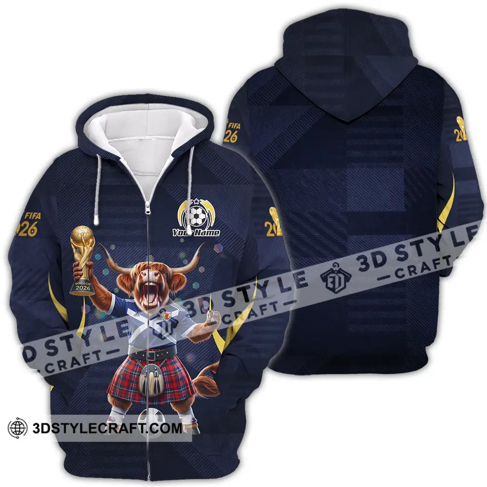 Unisex Shirt - Custom Scotland Fifa World Cup 2026 3D Shirt Zipper Hoodie / S T-shirt