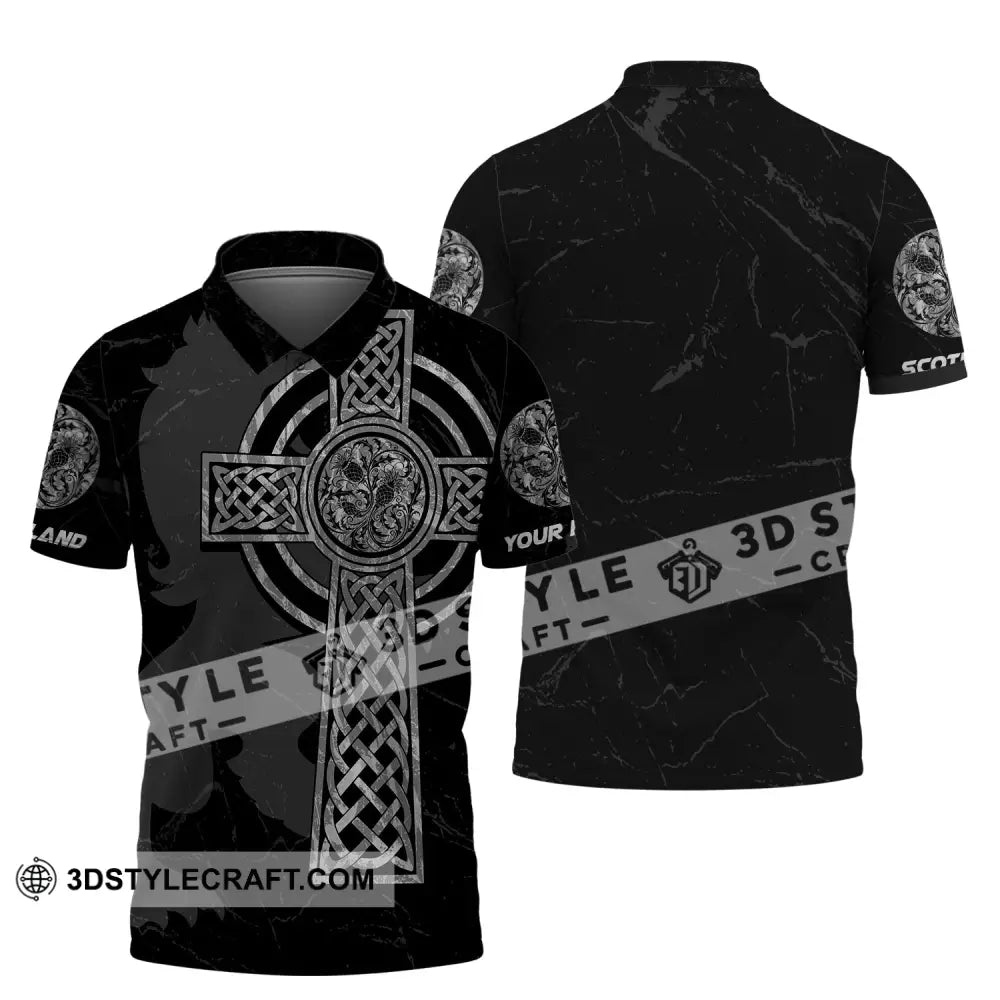 Unisex Shirt Custom Scotland Cross T-Shirt Clothing Polo / S