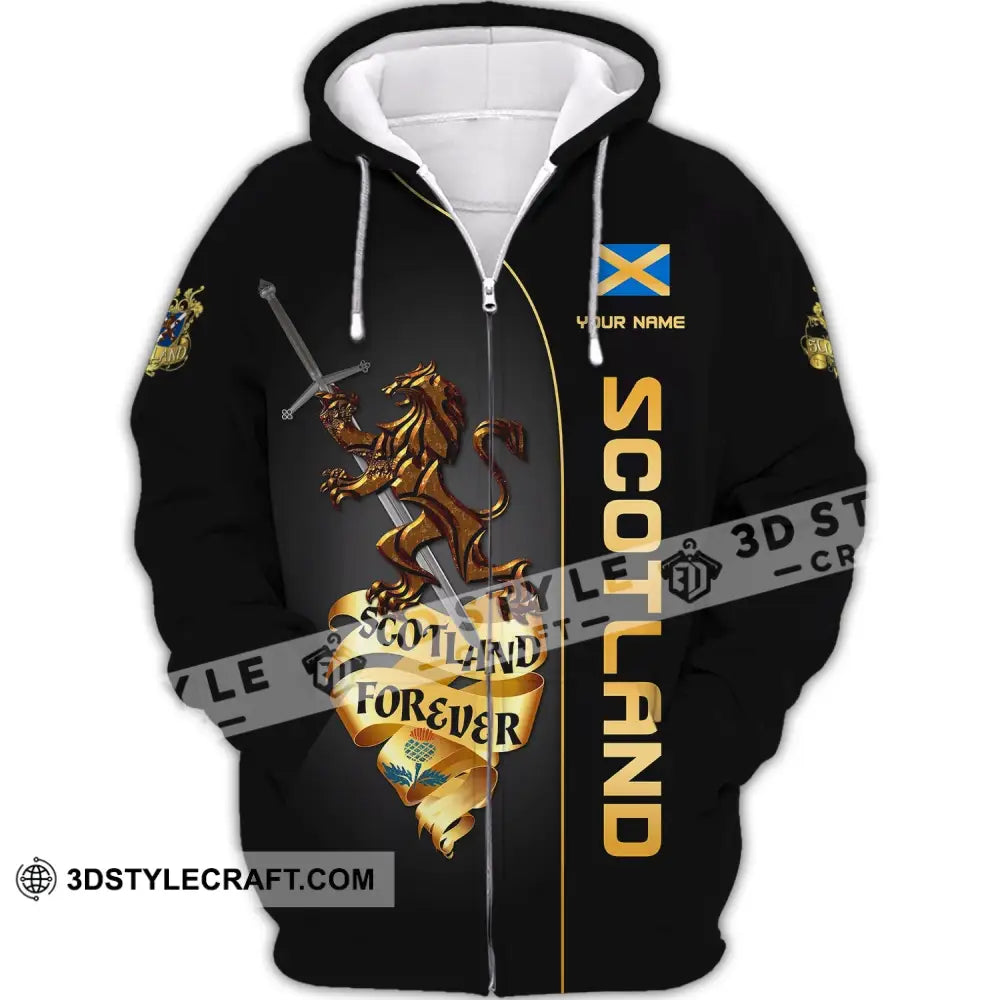 Unisex Shirt Custom Scotland Forever T-Shirt Clothing Zipper Hoodie / S