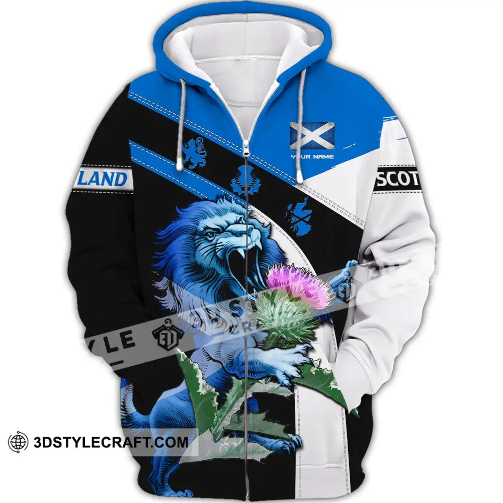 Unisex Shirt Custom Scotland Lion T-Shirt Clothing Zipper Hoodie / S