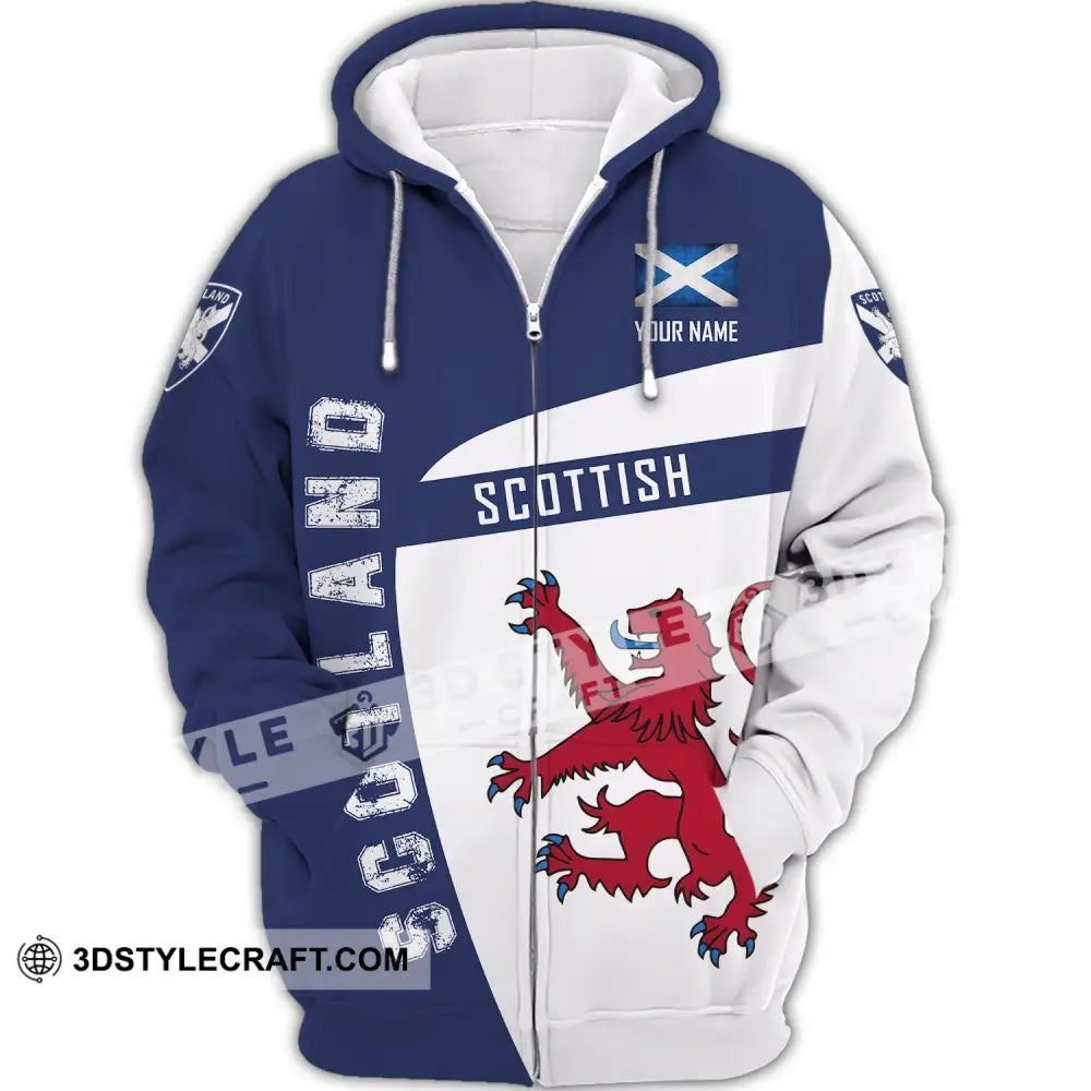 Unisex Shirt Custom Scotland Scottish T-Shirt Clothing Zipper Hoodie / S